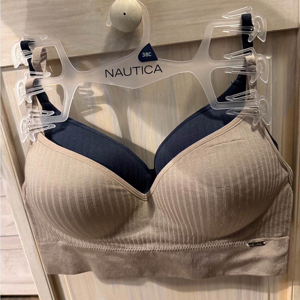 Nautica Seamless Contour Bra in Beige and Navy